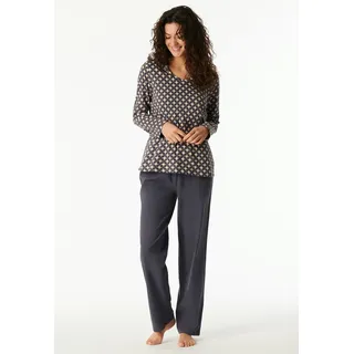 SCHIESSER Damen Schlafanzug Set lang weiche Baumwolle-Nightwear Pyjamaset, Graphit_181986, 40