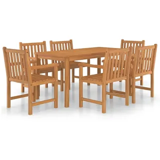 vidaXL 7-teiliges Garten-Ess-Set 160 x 80 cm Massivholz Teak - Braun
