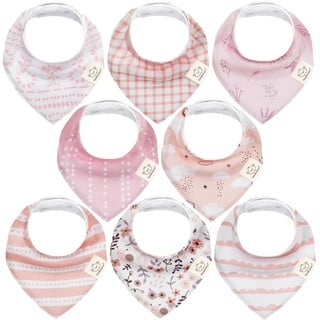 8 Stück Dreieckstuch Baby Junge, Mädchen - Unisex Bandana Lätzchen Baby, Super Absorbierende Halstuch Baby, Bio-Baumwolle Baby Lätzchen, Halstücher Baby für Säuglinge, Sabberlätzchen (Sweet Charm)