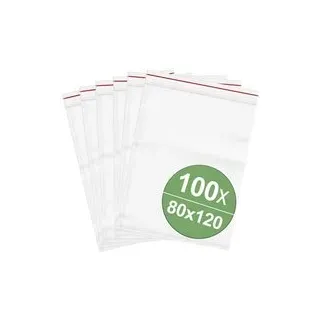 Druckverschlussbeutel ohne Beschriftungsstreifen (B x H) 80 mm x 120 mm Transparent Polyethylen 100 St.