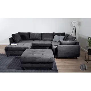 Collection AB "Toni U-Form, B: 298 cm", Set: Sofa & Hocker, 2 Zierkissen, Federkern,