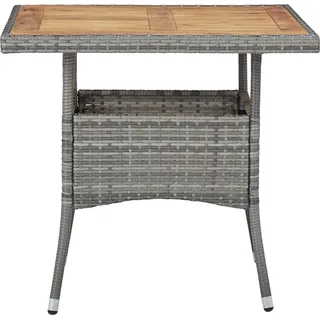 vidaXL Garten-Esstisch Grau Poly Rattan und Massivholz Akazie - Grau