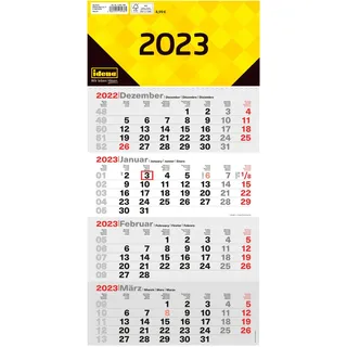 Idena 13936 - 4 Monatskalender 2023 Wandkalender mit Schieber, 30 x 61 cm, Bürokalender 4 Monate