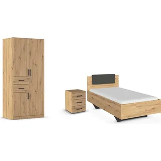 Rauch »Komplettzimmer Komplettschlafzimmer Schlafzimmer-Set (3-St.) MAIKA« Set, 3 Stk. tlg. Schrank 3 Breiten, 2 Höhen, Bett 100 cm, Nachttisch MADE IN GERMANY,