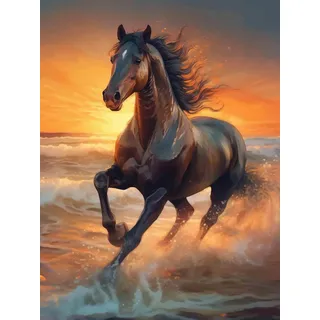 Bimkole DIY 5D Diamond Painting Zubehör Braunes Pferd, Tier Diamant Malerei Kit Voll Runde Bohrer Malen nach Zahlen Malerei Stickerei Kreuzstich Diamond Dekoration 30X40 cm