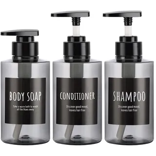 300ml Leere Shampoo-Flasche, Segbeauty 3pcs Kunststoff-Pumpspenderflasche, 10,1 Unzen Nachfüllbare Shampoo-Pumpflaschen für die Dusche Körperseife Haarspülung Hotel Badezimmer Grau