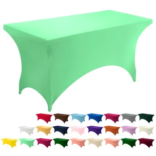 Utopia Kitchen Spandex-Tischdecke, 1 Packung [1.8 m, Hellgrün] eng, tailliert, waschbar und knitterfrei, dehnbar, rechteckig, für Veranstaltungen, Hochzeiten und Partys [183x76x76 cm (LxBxH)