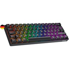 Geeky GK61 SE 60% | Mechanische Gaming-Tastatur | 62 Tasten Multi Color RGB LED Hintergrundbeleuchtung für PC/Mac Gamer| ISO DE Qwertz Deutsches Layout (Schwarz, Mechanical Red)