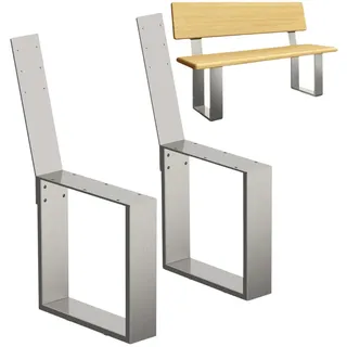 DanDiBo Bankgestell mit Lehne 2x aus Edelstahl Silber Bankbeine , Silberfarben , Metall , 10x78.5x40 cm , Gartenmöbel, Gartenbänke