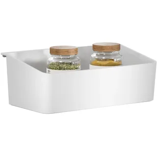 tesa Organizer – zum Kleben, Box für mehr Ordnung in der Küche - als Küchenregal zur Aufbewahrung von Gewürzen - Küchenzubehör - mit Adapter, Wandmontage ohne Bohren - Weiß