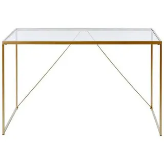 Livetastic Schreibtisch , Klar, Goldfarben , Metall, Glas , rechteckig , eckig , 60x73x120 cm , Büromöbel, Schreibtische, Schreibtische