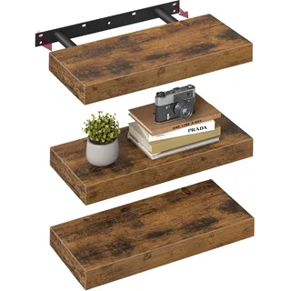 VASAGLE Wandregal 40 x 3,8 x 20 cm Braun