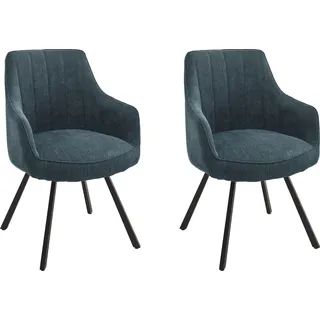 MCA Furniture Esszimmerstuhl Sassello Polyester blau 2er Set