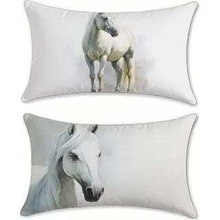 Kopfkissenbezug 40x70 Weiß Kissenbezug 2er Set Pferde Rechteck Dekokissen Samt Kissenhüllen Zierkissen Kissenhülle Kissen Deko Couchkissen Sofakissen Groß Zierkissenbezüge, Home Decoration z-5