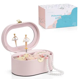 VLANDO Schmuckkästchen Mädchen,Schmuckkasten Kinder mit Drehendem Ballerina
