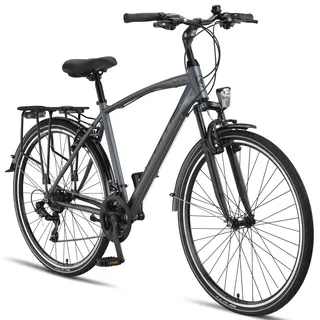 Licorne Bike Life M-V-ATB Premium Trekking Bike in 28 Zoll - Fahrrad für Herren, Jungen, Damen und Herren - Shimano 21 Gang-Schaltung - Herren Citybike - Männerfahrrad. - Grau