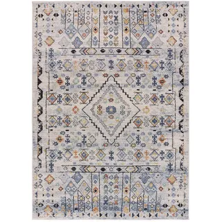 Atticgo Vintage-Teppiche Beige Mabel 200/290 cm , Beige, Blau , Textil , Grafikmuster , Rechteckig , 200x290 cm , Oeko-Tex® Standard 100 , antistatisch, für Fußbodenheizung geeignet, leicht zusammenrollbar , Teppiche und Böden, Teppiche, Vintageteppiche