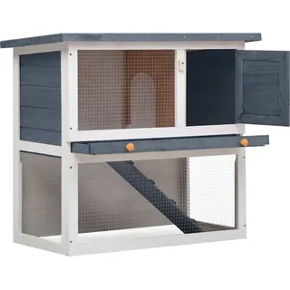 vidaXL Kaninchenstall 1 Tür Grau Holz - Grau