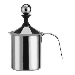 Yosoo 400 ml/800 ml Manueller Milchaufschäumer aus Edelstahl für Cappucino, Latte Macchiato 400ml silber