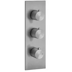 Gessi 316 Fertigmontage-Set Unterputz-Thermostat, vertikalen Montage, 2 separate Wege, eine Rosette, 54514, Farbe: Metall Schwarz gebürstet PVD