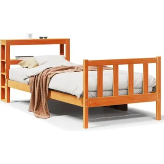 vidaXL Bettgestell mit Kopfteil ohne Matratze Wachsbraun 100x200 cm - Braun