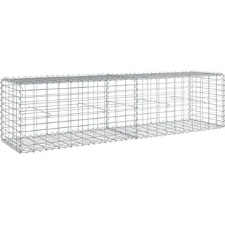 vidaXL Gabione mit Deckel 200x50x50 cm Verzinktes Eisen - Silber