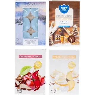 24 Teelichter 4x6 Stück Vanille Schoko Kirsche Wintermärchen Duftkerzen Deko Kerzen Aroma Duft Weihnachtsdüfte Weihnachtlich