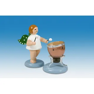 Holzfigur Engel mit Pauke ohne Krone Höhe 6cm NEU Holzengel Gottesbote Kerub
