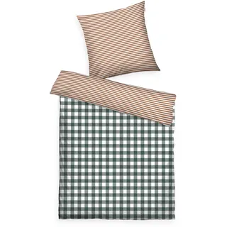 Herding TOM TAILOR Flanell, Bettwäsche Karo/Streifen MIG CLASSIC CHECK 80x80cm, 135x200cm - grün|rot - 80x80/135x200cm