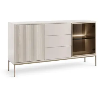 Masseno Sideboard Sentiero 154/83/39 cm mit LED 3 Schubladen und 2 Türen Kaschmir , Holzwerkstoff , 154x83x39 cm , Kleinmöbel, Kommoden, Sideboards