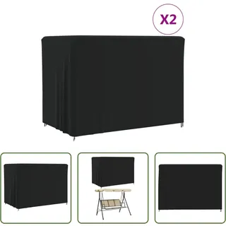 The Living Store Abdeckungen Hollywoodschaukel 2 Stk. 220x150x150 cm 420D Oxford - Schwarz