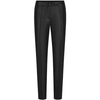 GOLDNER Stoffhose "Kurzgröße Slim Fit Leder-Hose Bella, hoher Bund" Biesennaht, schwarz