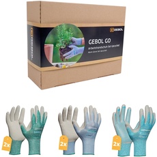 Gebol GO Arbeitshandschuh-Set Upcycled | Größe XS (Gr. 6) | nachhaltige rePET Handschuhe aus recycelten Plastikflaschen mit Naturkautschuk Beschichtung | Für Damen | 6 Paar