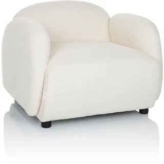 hjh LIVING Polstersessel mit Armlehnen VERDUNA Teddy-Stoff, Bequem gepolsterter Loungesessel Relaxsessel, für Wohnzimmer Schlafzimmer, Weiß