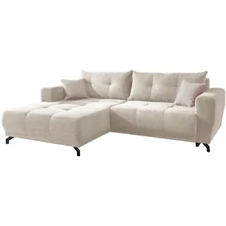 Mid.you Ecksofa , Beige , Holz, Textil , Buche, Fichte, Kiefer , Füllung: Schaumstoff,Schaumstoff,Schaumstoff , Ottomane links, L-Form , 246x177 cm , seitenverkehrt erhältlich, Rücken echt, Armteil links, Armteil rechts, elektrischer Sitzvorzug , Wohnzimmer, Sofas & Couches, Wohnlandschaften, Ecksofas