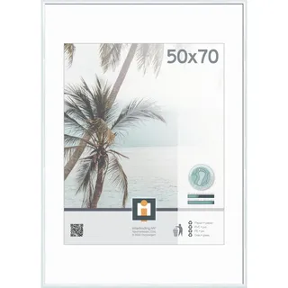 Bilderrahmen , Weiß , Kunststoff, Glas , rechteckig , 71.1x51.1 cm , Bilder & Rahmen, Bilderrahmen, Bilderrahmen & Fotorahmen