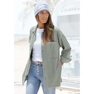 Buffalo Cordjacke, mit aufgesetzten Taschen, Hemdjacke Oversized, lässige Sommerjacke Buffalo salbeigrün