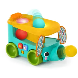 Bright Starts Pop & Roll Safari Bus Ballspielzeug, Elefanten Popper und Werfer, Baby Krabbelspielzeug, Unisex, Alter 6 Monate+