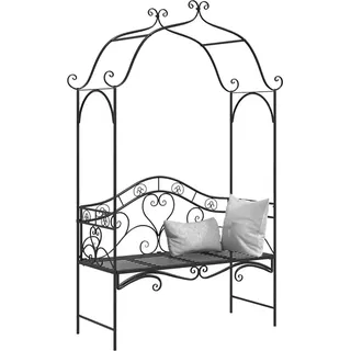 SYFAXTM Gartenbank Schwarz 121 x 48 x 200 cm Stahl - Schwarz