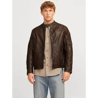 Jack & Jones Lederjacke "JJERICHARD LEATHER JACKET NOOS", braun stone