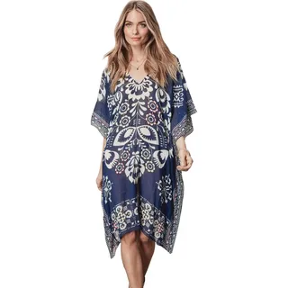 Lazz1on Kaftan Damen Lange Boho Strandkleider Sommer Maxikleid Pareo Bikini Cover Ups für Urlaub und Strand (C)