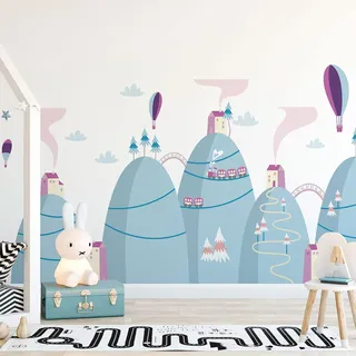 Ambiance Sticker Wandaufkleber für Kinder, Dekoration für Babyzimmer, selbstklebend, riesig, Heißluftballons, 100 x 150 cm