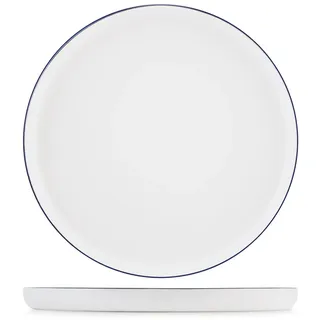 H&H Set mit 6 Lagom-Esstellern aus Porzellan, 26,5 cm, elegantes Design mit schwarzem Rand, spülmaschinenfest, ideal für jeden Anlass