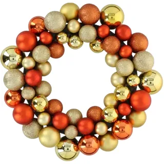 Weihnachtskranz 36 cm, Weidenkranz Türkranz mit 55 Weihnachtskugeln, Weihnachtsdeko Kranz Rohling außen oder innen, Weihnachtskranz aus Kunststoff, Türkranz Weihnachten außen