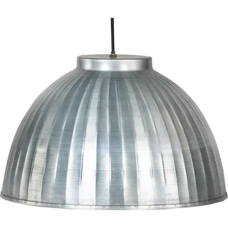 Hängelampe  aus Zink mit Rillen  46 cm - Industrieller Look - Silber