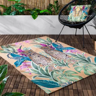 Wylder Tropics Kali Leopards Outdoor/Indoor Waschbarer Teppich, Gold, 120 x 170 cm