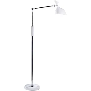 BELIANI LED-Stehlampe Weiß Metall und Kunststoff 169 cm Dimmbar CCT Verstellbarer Arm und Schirm Moderne Beleuchtung Bogenlampe Heim Büro - Weiß, Schwarz, Silber