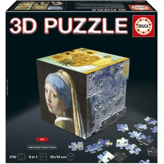 Educa - 3D Puzzle Kunst | Die Puzzle-Herausforderung in Form eines Würfels mit insgesamt 216 Teilen. Struktur: Montierbare Basis mit 6 Puzzles zu je 36 Teilen. Ab 6 Jahren (20123)