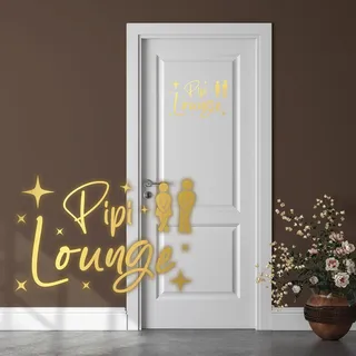 Dekoaufkleber Pipi Lounge 26x16cm für Badezimmer Bad WC Toilette Tür Wandtattoo Unisex Wand Sticker Aufkleber lustig witzig selbstklebend Y070 (Gold)