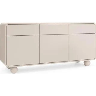 Sideboard Kaschmir mit drei Schränken und drei Schubladen – Modernes Design, kugelförmige Beine, 160 x 75 x 39 cm
